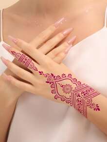 6pcs/set Hollow Out Flower & Pattern Stencil For Hand Henna Tattoo - Black - View 5