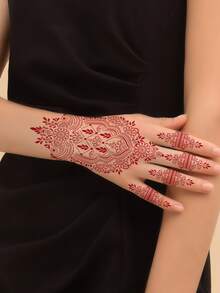 6pcs/set Hollow Out Flower & Pattern Stencil For Hand Henna Tattoo - Black - View 6