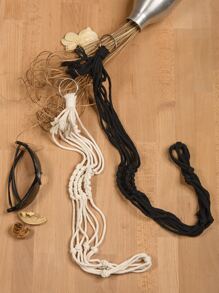 1 st flätad hängkorg i bohemisk stil Multifunktionell nätpåse (exklusive växtkruka)