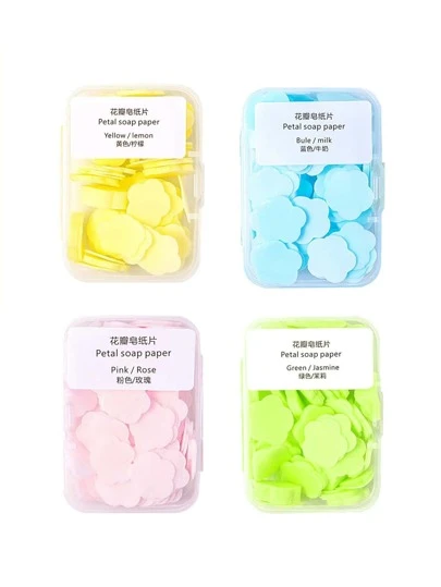 4 boîtes de feuilles de savon jetables portables