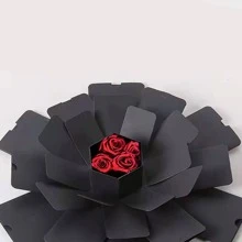 1pc Hexagon Explosion Gift Box Diy Photo Album, Lover Scrapbooking Memory Gift Box - Black - View 6