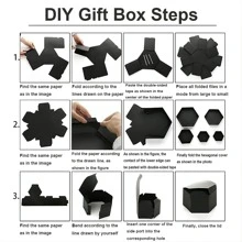 1pc Hexagon Explosion Gift Box Diy Photo Album, Lover Scrapbooking Memory Gift Box - Black - View 5