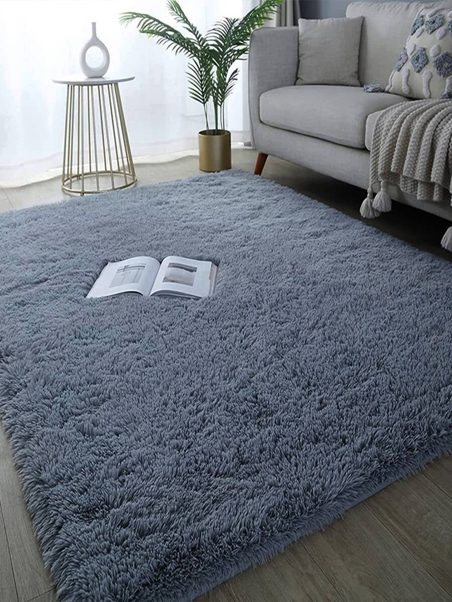 1pc Tiedye Soft Dark Grey Plush Rug For Bedroom, Living Room, Nursery
