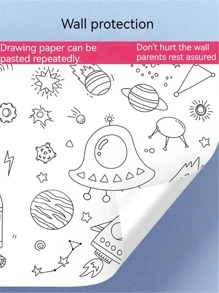 3m 兒童塗鴉和著色紙捲，大壁紙保護牆壁，塗鴉和反复粘貼在牆上 - 彩色 - 查看 2