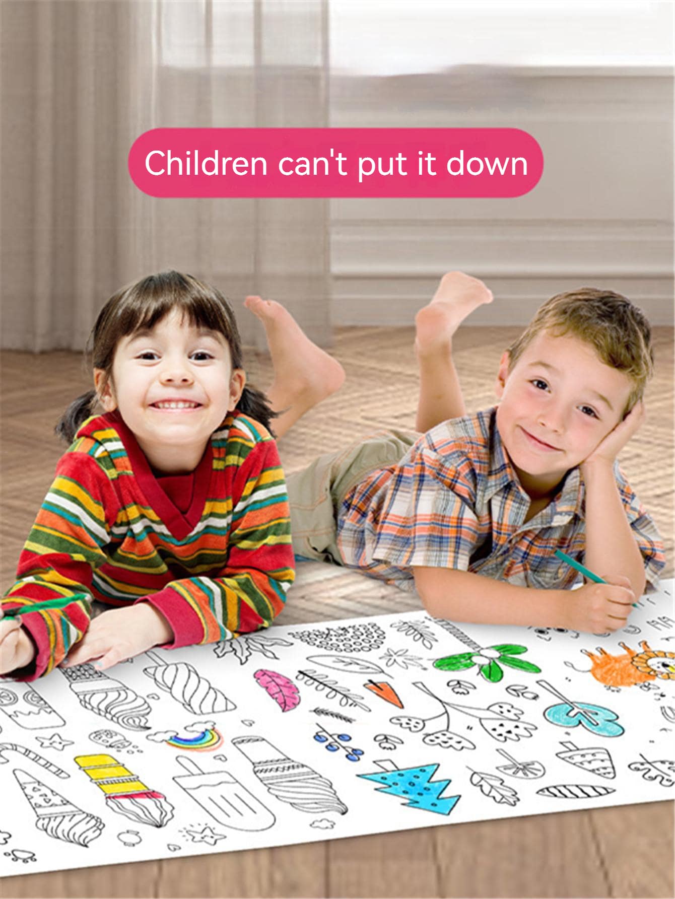 3m 兒童塗鴉和著色紙捲，大壁紙保護牆壁，塗鴉和反复粘貼在牆上 - 彩色 - 查看 1