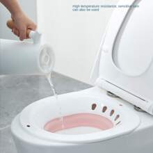1pc Folding Inflatable Bidet Bathtubs Massage Sit Bath for Pregnant Women Elderly Postpartum Patient Toilet Medicated Bath Flusher Tub - Pink with flusher - View 3