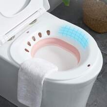 1pc Folding Inflatable Bidet Bathtubs Massage Sit Bath for Pregnant Women Elderly Postpartum Patient Toilet Medicated Bath Flusher Tub - Pink with flusher - View 2
