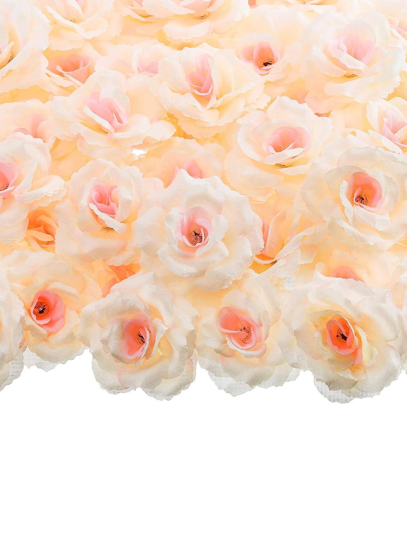 25 Pack Artificial Rose Flower Head, 3.5 Inch Silk Rose Flowers Head in