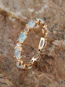 FOREVER QUEEN 1pc 925 Sterling Silver Opal Ring, Engagement, Wedding, Valentine's Day Gift, Elegant Jewelry Accessory For Women - Silver - View 6