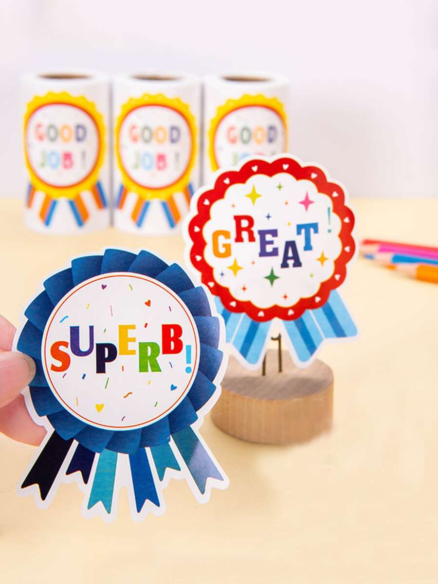 1卷的100入組勳章獎勵貼紙 - 彩色 - 查看 1