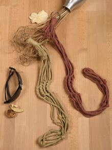 1 Miếng Phong cách Bohemian Dệt Treo Người trồng  Đa chức năng Lưới Hộp đựng ( Thực vật Và Nồi Không bao gồm ) - Màu Khaki - Xem 3