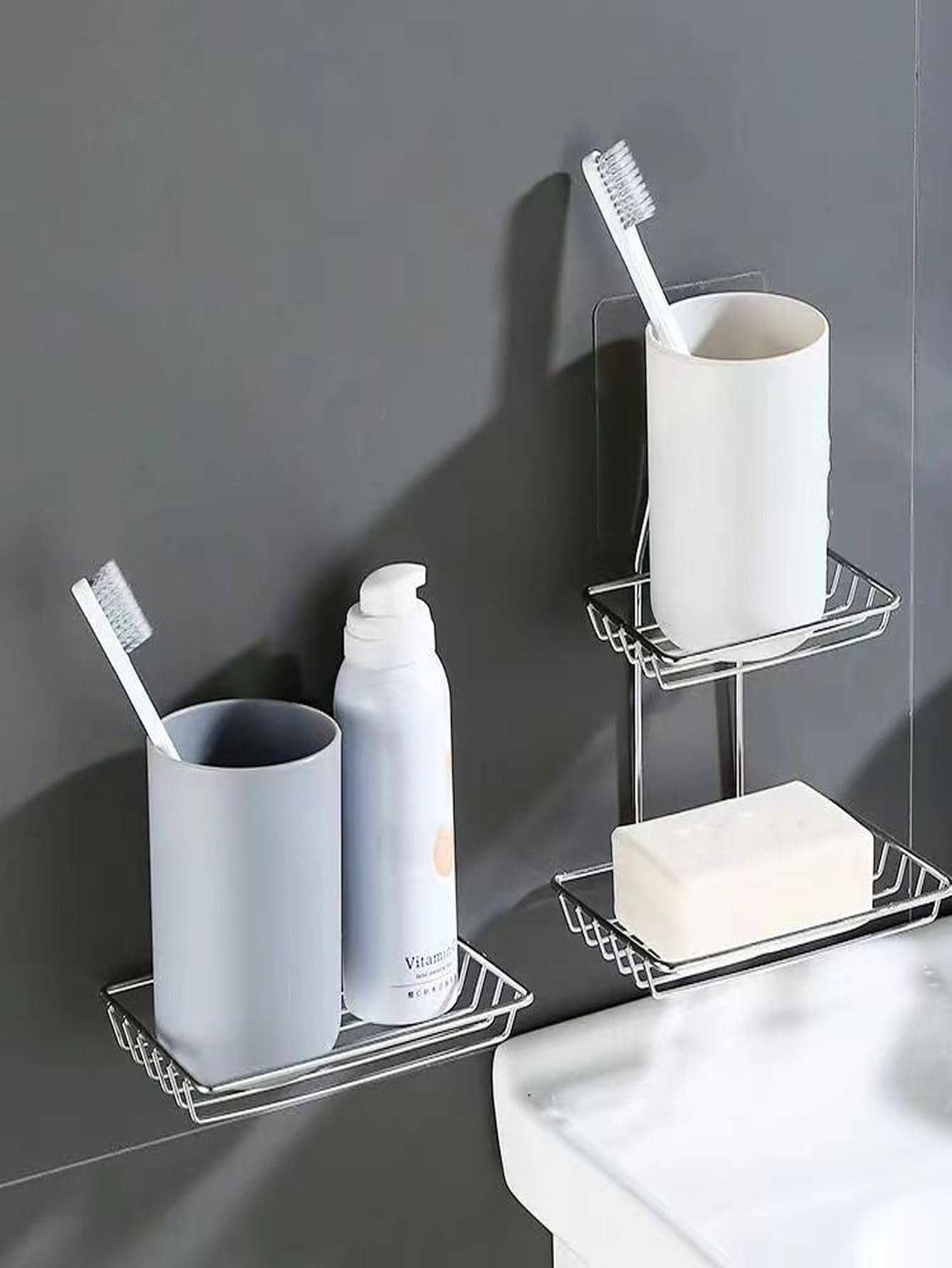 1pc Crystal Design Soap Box With Water Drain Tray, Wallmounted Soap