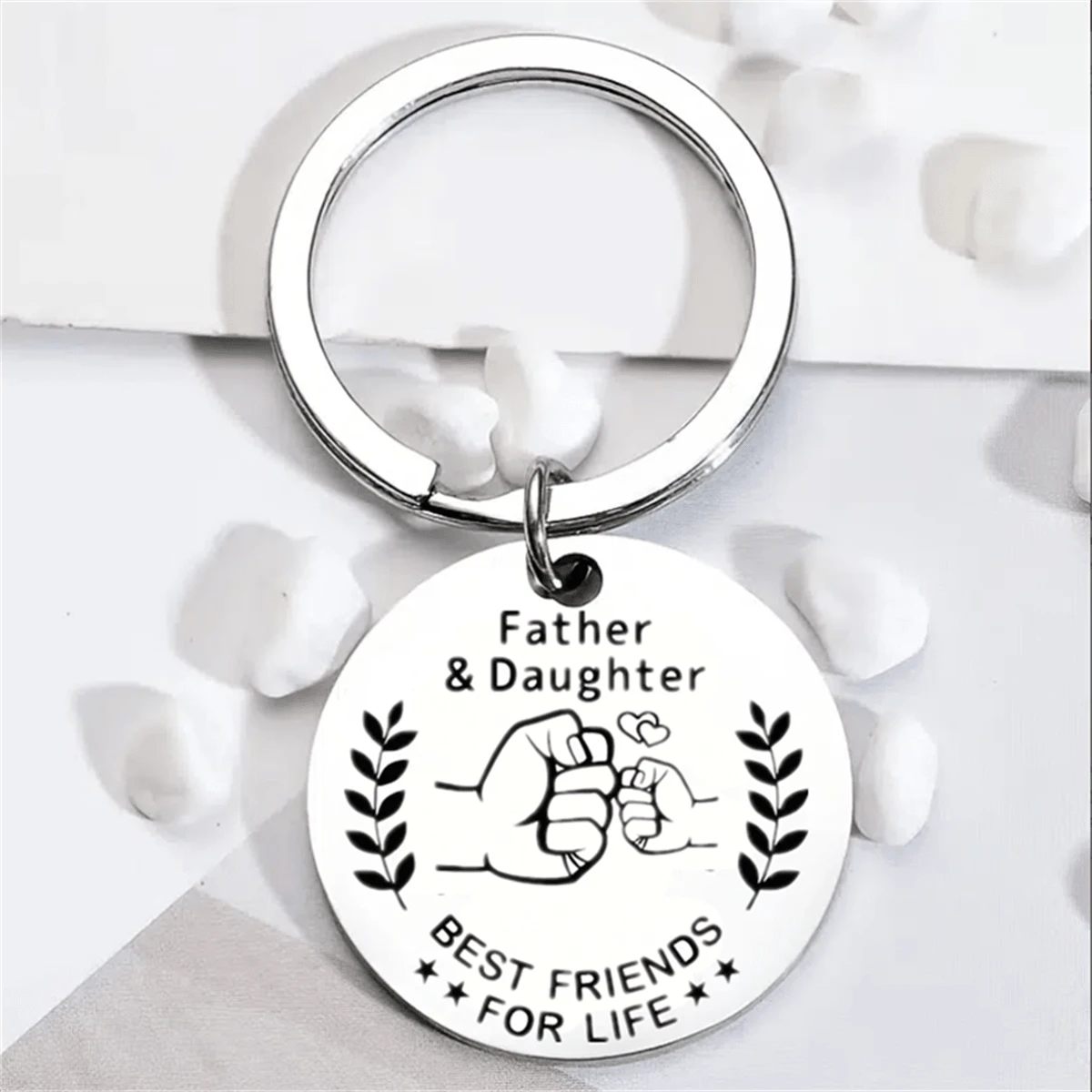 Mới Bố Món quà Con gái Thép không gỉ Móc chìa khóa Sinh nhật Ngày của Cha Qủa tặng - Bạc - Xem 1