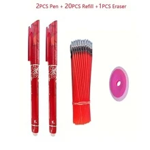 23入組便攜中性筆和筆芯和橡皮套裝 - 藍色 - 查看 4