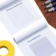 23入組便攜中性筆和筆芯和橡皮套裝 - 藍色 - 查看 2