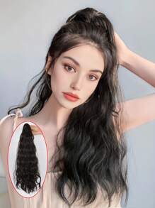 Tóc giả đuôi ngựa dài gợn sóng tổng hợp kẹp vuốt tóc giả kẹp vuốt tóc giả đuôi ngựa cho phụ nữ - màu đen - Xem 1