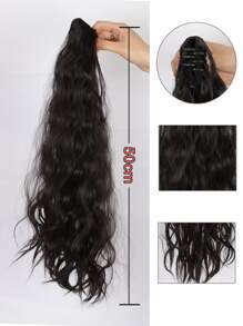Tóc giả đuôi ngựa dài gợn sóng tổng hợp kẹp vuốt tóc giả kẹp vuốt tóc giả đuôi ngựa cho phụ nữ - màu đen - Xem 3