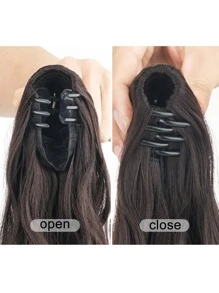 Tóc giả đuôi ngựa dài gợn sóng tổng hợp kẹp vuốt tóc giả kẹp vuốt tóc giả đuôi ngựa cho phụ nữ - màu đen - Xem 4