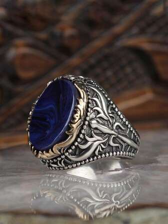 1 件欧美时尚复古设计图案男士约会戒指