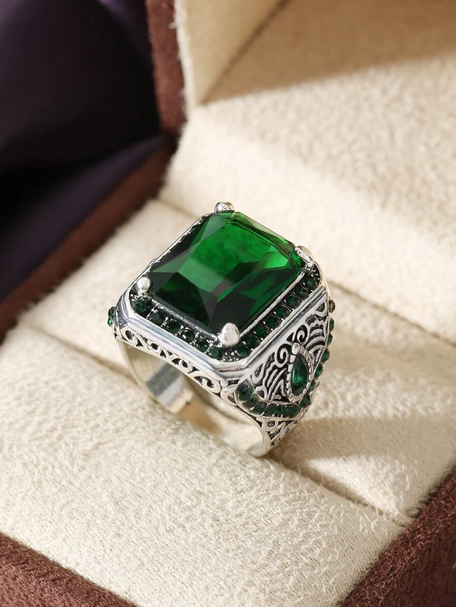 Anillo dominante para hombre - Verde - Ver 1