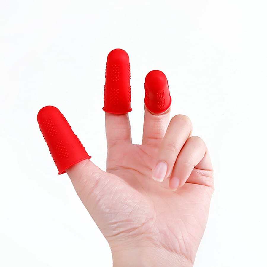 3pcs/set Silicone Finger Protectors For Hand Protection - Red - View 1