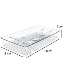 Estante Organizador de Cubiertos Cocina acrilico 3 y 4 Compartimentos - transparente - Ver 3