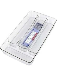 Estante Organizador de Cubiertos Cocina acrilico 3 y 4 Compartimentos - transparente - Ver 2