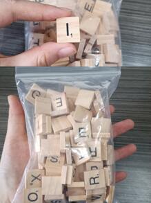 100pcs/set Wooden Decoration Craft, Creative Letter Graphic Square Decoration Object For Home - Brown - View 6
