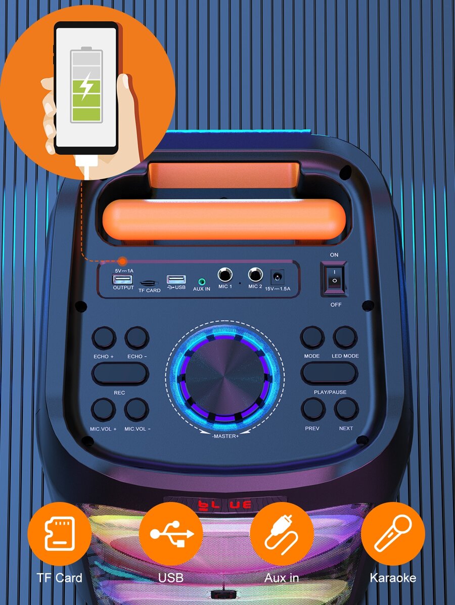 JYX Karaoke Machine With 2 Wireless Microphones For Adults, 8" Big