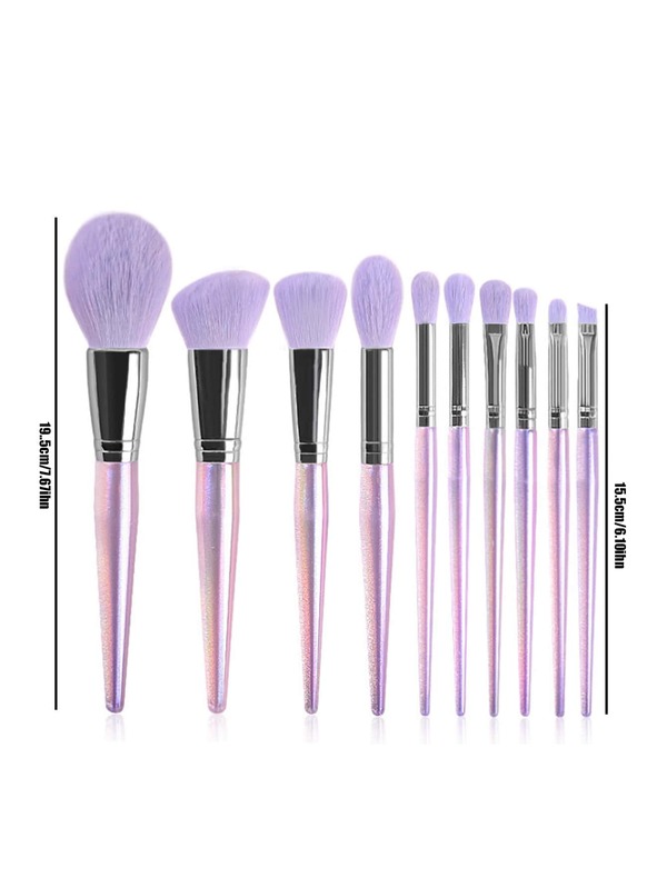 10pcs Aurora Borealis Crystal Handle Moonlight Glass Makeup Brush Set