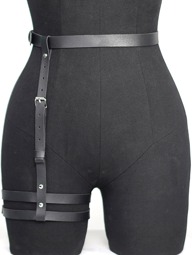 1pc Fashionable Women's Pu Leather Leg Garter Belt Gothic Waist Belt Clothing Accessory Harness Halloween