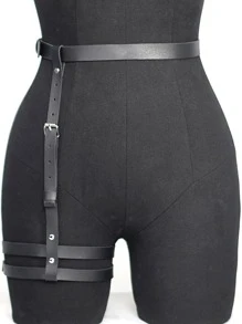1pc Fashionable Women's Pu Leather Leg Garter Belt Gothic Waist Belt Clothing Accessory Harness Halloween
