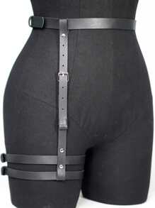 1pc Fashionable Women's Pu Leather Leg Garter Belt Gothic Waist Belt Clothing Accessory Harness Halloween