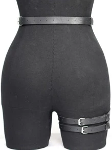 1pc Fashionable Women's Pu Leather Leg Garter Belt Gothic Waist Belt Clothing Accessory Harness Halloween