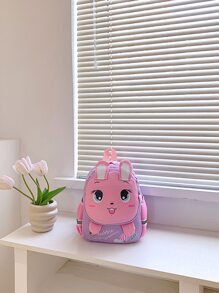Hoạt hình Thỏ In Ba lô Đối với Trường mẫu giáo Trẻ em ( Túi đeo vai ) - Màu tím - Xem 1
