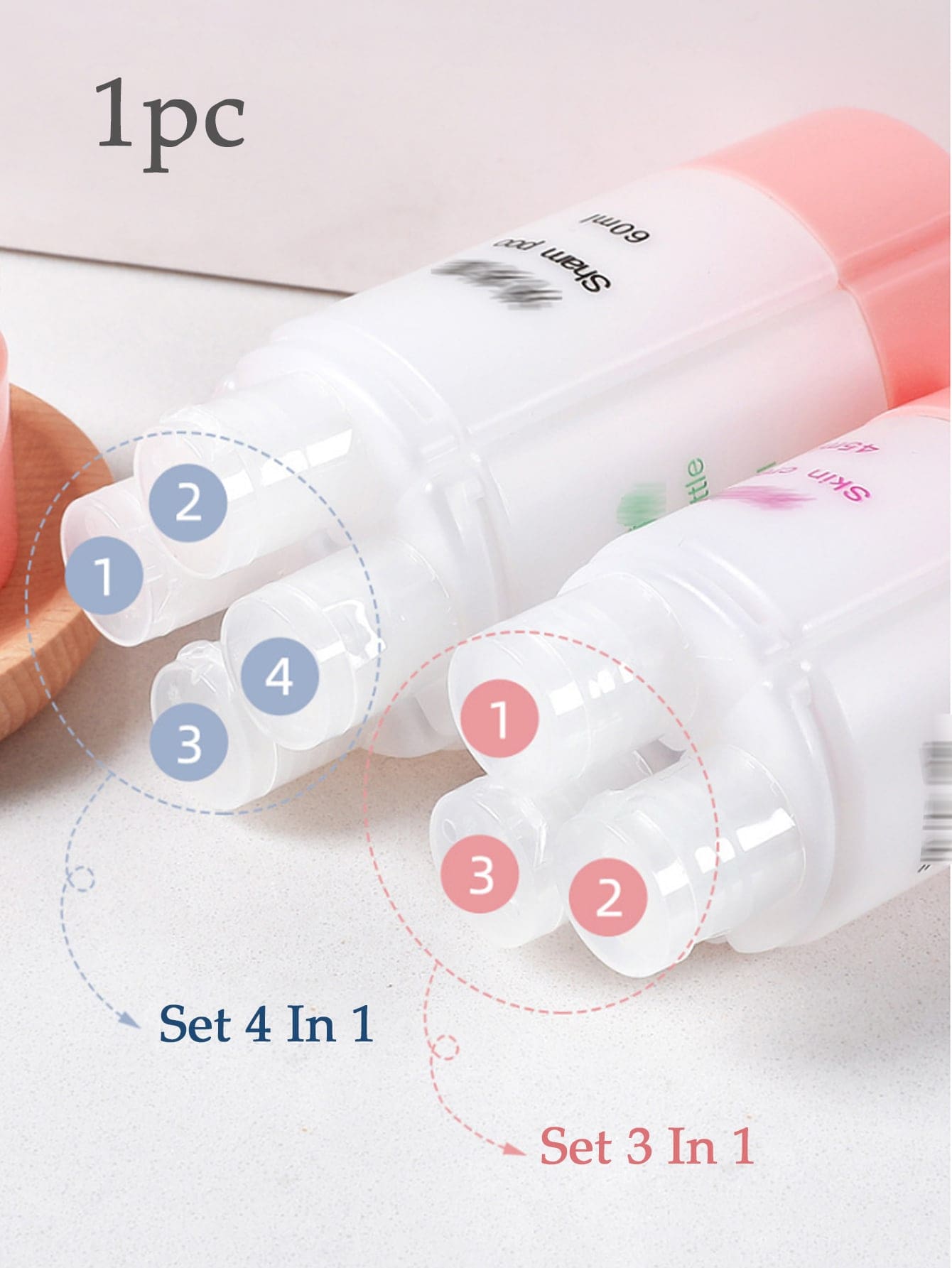 1 个旅行瓶，3 合 1 旅行防漏瓶可再填充，适用于旅行健身露营，3 合 1 旅行装洗漱用品洗发水乳液瓶，男女皆宜（45 毫升）旅行必需品，海滩旅行收纳袋，暑假返校学校用品节日必备配件迷你女士香水男士香水 - 粉色 - 查看 1