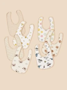 3pcs Random Color Cartoon Pattern Baby Bib Set - Multicolor - View 3