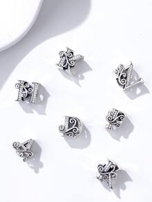 ESBERRY Scroll Detail Letter Design DIY Silver Pendant - Silver - View 4