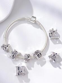 ESBERRY Scroll Detail Letter Design DIY Silver Pendant - Silver - View 5