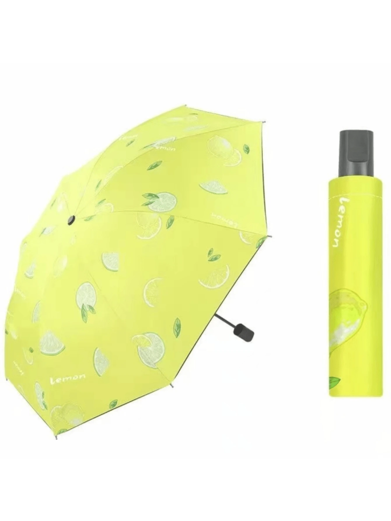 1pc Lemon Pattern Umbrella, Modern Fruit Print Foldable Portable Travel Umbrella For Outdoor - Yellow - View 1