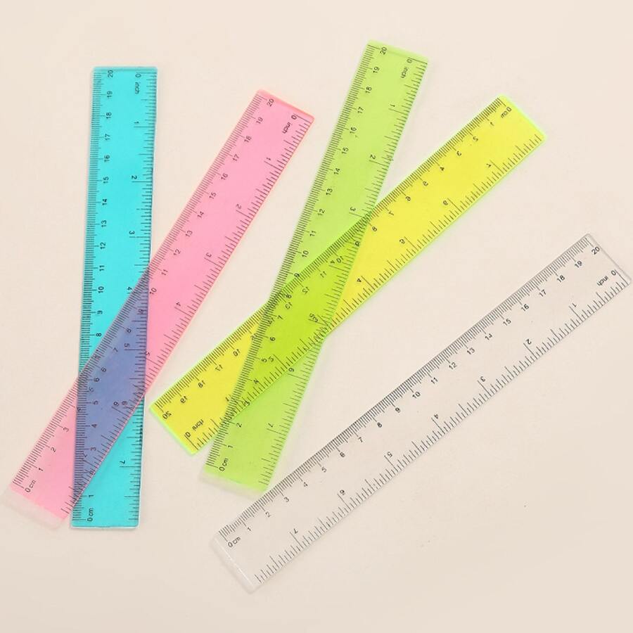 Creative Drawing Tool 20cm Colorful Plastic Ruler With Scale, Cute Transparent Stationery Straight Ruler For Elementary School Students, 1pc Back To School,Rulers - Clear - View 1