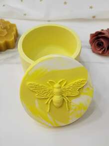 DIY Decorative Ornament Gift Bee Honeycomb Round Jewelry Storage Box Plaster Mold Resin Drip Glue Mold Silicone Candle Cup Mold - White - View 6