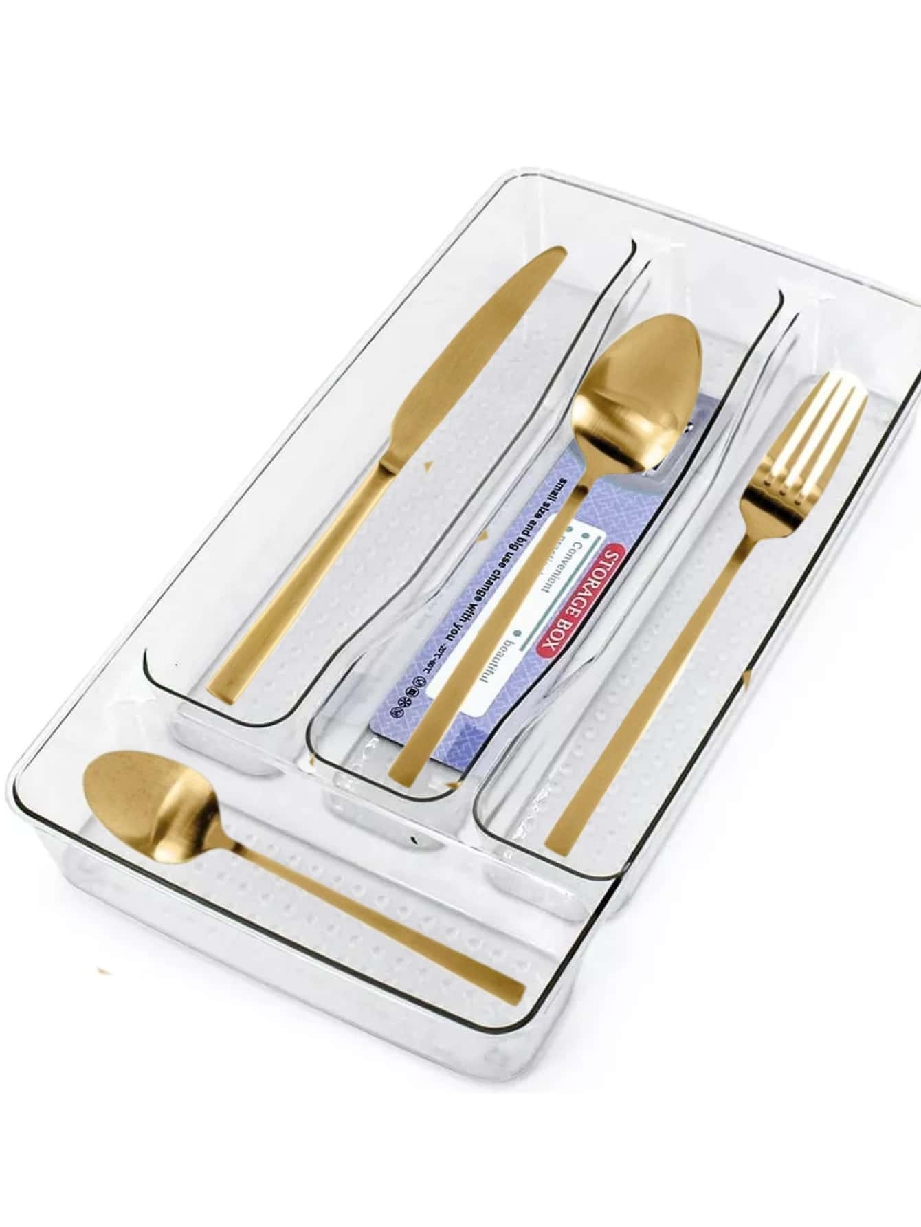 Estante Organizador de Cubiertos Cocina acrilico 3 y 4 Compartimentos - transparente - Ver 1