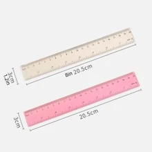 Creative Drawing Tool 20cm Colorful Plastic Ruler With Cute Transparent Design, 1 Piece For Primary School Students Back To School