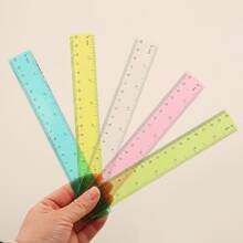 Creative Drawing Tool 20cm Colorful Plastic Ruler With Cute Transparent Design, 1 Piece For Primary School Students Back To School
