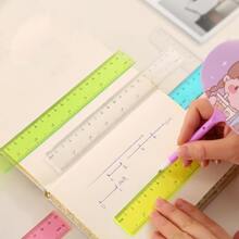 Creative Drawing Tool 20cm Colorful Plastic Ruler With Cute Transparent Design, 1 Piece For Primary School Students Back To School