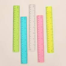 Creative Drawing Tool 20cm Colorful Plastic Ruler With Scale, Cute Transparent Stationery Straight Ruler For Elementary School Students, 1pc Back To School,Rulers - Clear - View 4