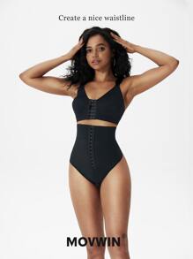 1pc High Waist Body Shaper Shorts For Women, Thong Shapewear Bottom - Black - View 8