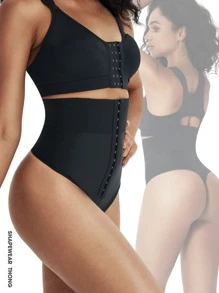 1pc High Waist Body Shaper Shorts For Women, Thong Shapewear Bottom - Black - View 2