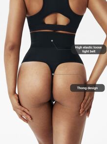 1pc High Waist Body Shaper Shorts For Women, Thong Shapewear Bottom - Black - View 6